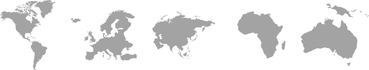 Fototapeta premium World Map Silhouette Collection with Simplified Continental Shapes