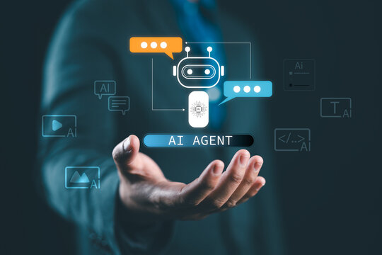 Multi AI agents with chatbot icons and automation workflow, representing intelligent collaboration, generative AI, process automation, and digital business transformation.