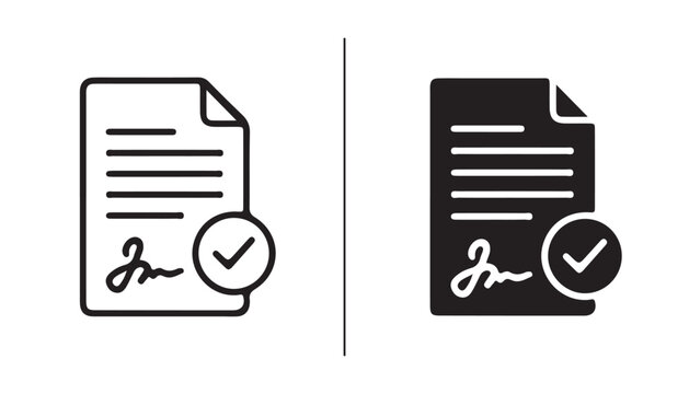 Document with Signature and Checkmark Icon