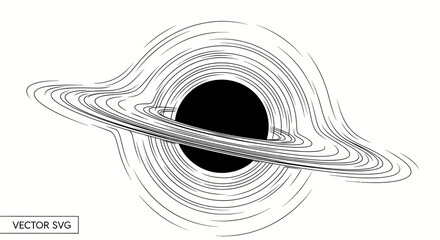 Abstract Black Hole Illustration with Gravitational Waves and Accretion Disk © Fulan