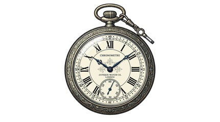 Fototapeta premium Antique Pocket Watch with Chain, Vintage Timepiece, Retro Accessory