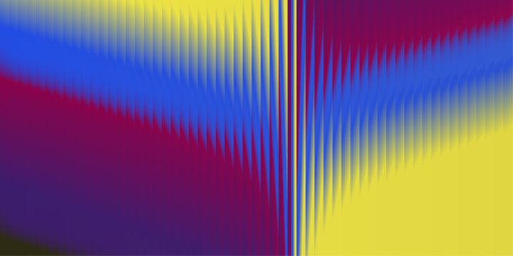Abstract background with vertical gradient lines in blue, yellow, and magenta, creating a modern digital wave pattern with sharp triangular transitions