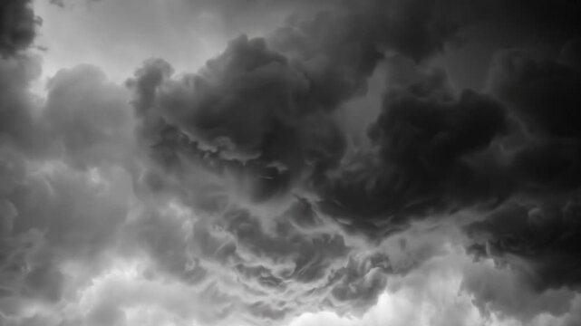 Dramatic dark stormy clouds with sun shining through in the sky video