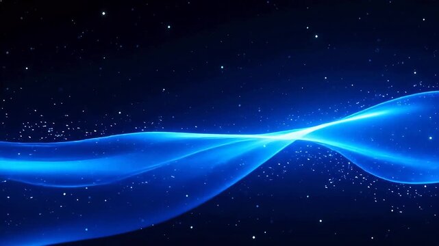 Blue glowing wave in space