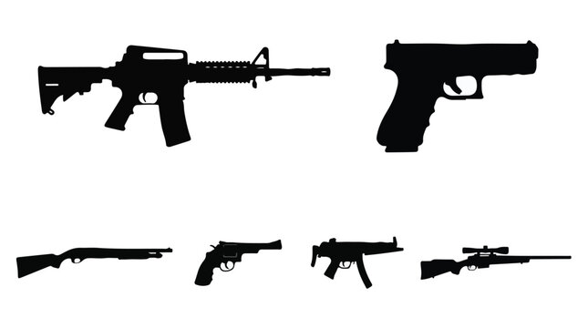 Silhouettes of various guns and rifles
