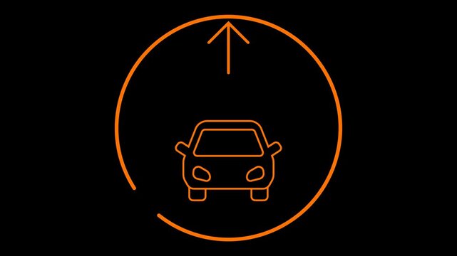 Minimalist orange circle loading icon with upward directional arrow direction