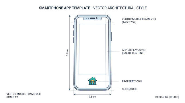 Smartphone App Template Vector Architectural Style UI Design