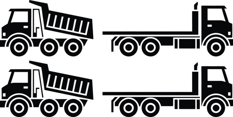 Dump truck and trailer carrying heavy load side view © Gita