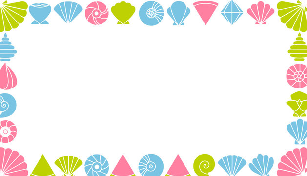 Colorful seashell border frame design.