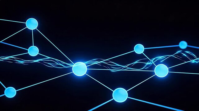 Blue glowing nodes connected by lines