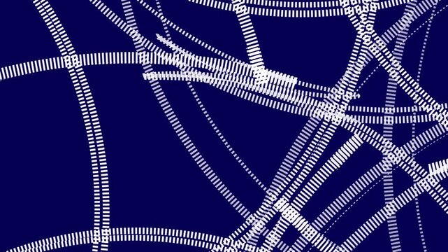 Abstract White Dotted Lines Moving on Blue Background