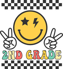 Fototapeta premium Retro 2nd Grade Smiley Face Graphic