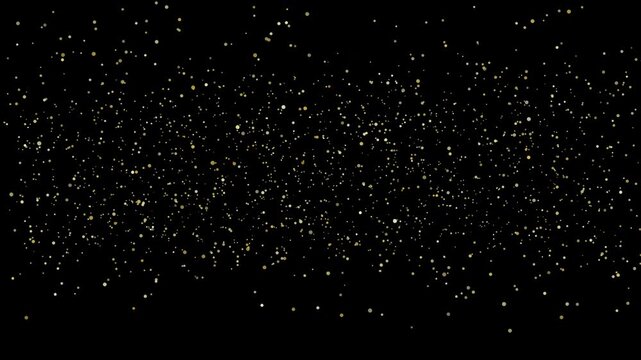 A single instance of the golden rain effect. Transparent background, alpha channel. Overlay video for your project. Particles, glitters, sparkles falling down with glow effect.