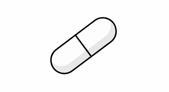 A simple white capsule shape with a thick black outline is displayed