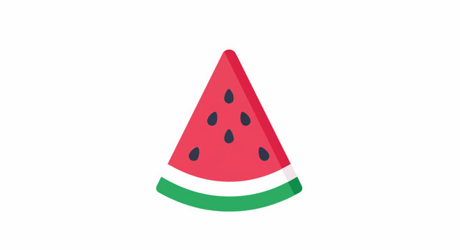 A simplified, graphic representation of a ripe watermelon slice with seeds