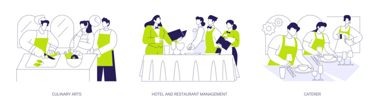 Hospitality courses isolated cartoon vector illustrations se