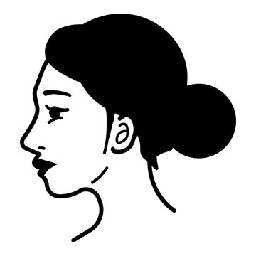 "Long hair must be tied back" sign / icon