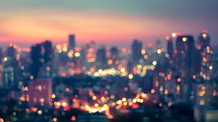 Naklejka premium Blurred City Skyline at Dusk