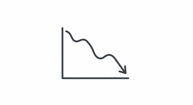 A simple line graph showing a downward trend with an arrow indicating decline