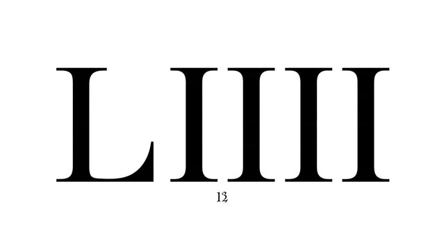 Abstract Large Roman Numerals L I I I in Black on White