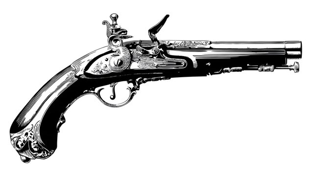 Ornate Antique Pistol Side View