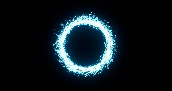 blue spark spin effect on black background