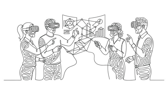 Business team using virtual reality technology.
