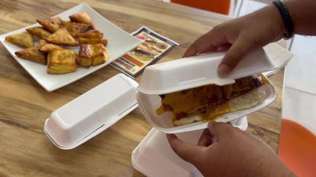 Street Food and savouries as a takeout in Cape Town, South Africa.