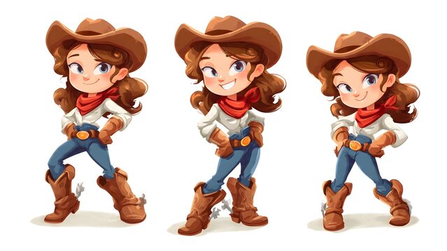 Young Western Cowgirl Trio Standing Confidently