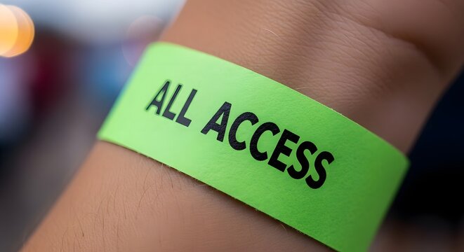 All Access Event Wristband Concept Representing VIP Entry Exclusive Permission Premium Membership and Unlimited Access