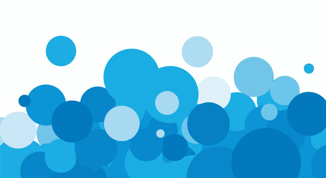 A pattern of overlapping circles in various shades of blue against a white background