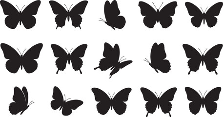 Collection of black butterfly silhouettes © BipashaSketches 