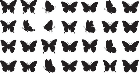 Collection of black butterfly silhouettes © BipashaSketches 