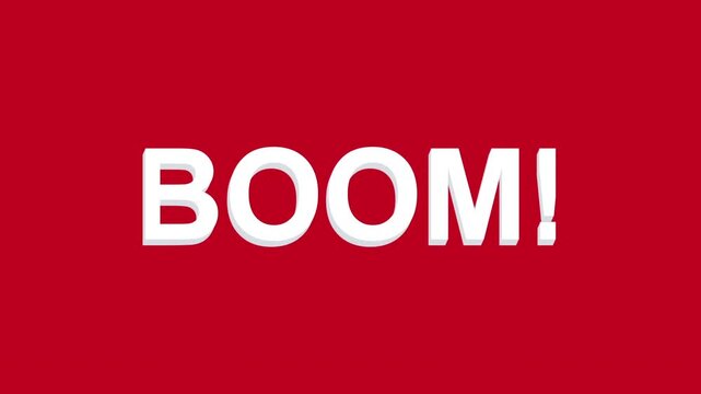 BOOM - Comic pop art up text video, Colorful cartoon animation with an explosion of a speech bubble message.
