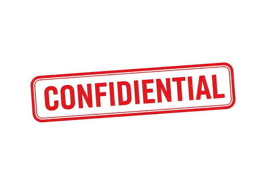 Red confidential rubber stamp impression with bold typography and rectangular border for document security and sensitive information classification isolated on a transparent background