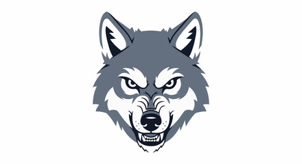Fototapeta premium Fierce wolf head illustration with sharp teeth bared and angry eyes