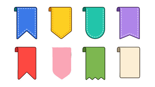 Set of colorful bookmark ribbon tabs in different shapes