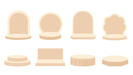 Set of beige pedestal display stands in assorted shapes © Alan