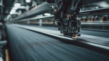 Fototapeta premium Close-Up of Industrial Robotic Arm Performing Precision Work in Modern Manufacturing Environment