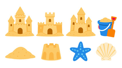 Beach sand castle and seaside toy vector icon set © Alan