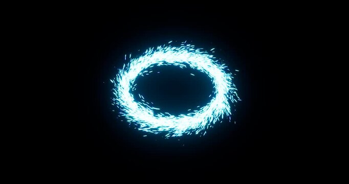 blue spark spin effect on black background