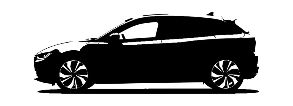 Silhouette of a modern hatchback car vector art