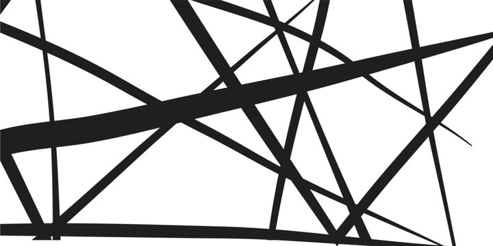 Abstract black intersecting lines on white background.