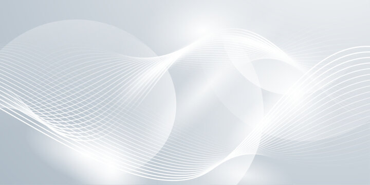 Abstract elegant gray and white background with spheres, flowing dotted lines, and subtle light reflections, digital art.