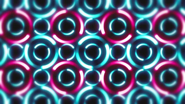 Glow Neon Circles Spinning Background Loop
Abstract hypnotizing background of glowing neon circles spinning in a seamless loop