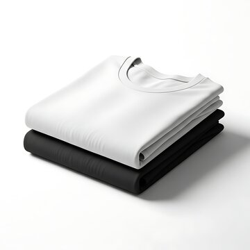 Minimal Folded White and Black T Shirts Stacked on Clean Studio Background