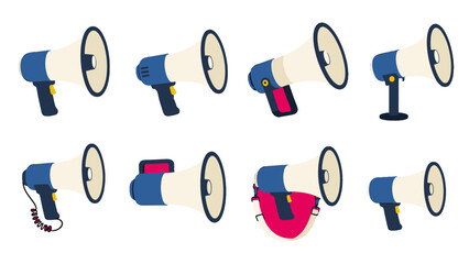 Set of handheld and stand megaphone vector illustrations © Alan