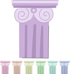 Obraz premium architecture column ancient cartoon. greece rome, sculpture marble, old pedestal architecture column ancient sign vector
