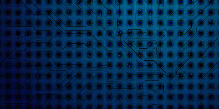 Dark blue circuit board pattern with abstract electronic lines. technology background concept.