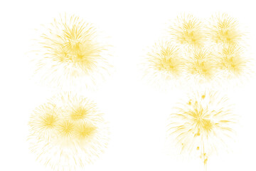 Obraz premium Golden fireworks effect set abstract graphic as PNG cutout